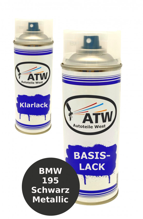 Autolack für BMW 195 Schwarz Metallic+400ml Klarlack Set